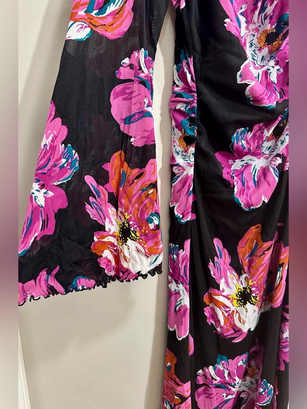 Diane Von Furstenberg Hildy Midi Dress Vibrant Pink Floral Size XL - Picture 4 of 8